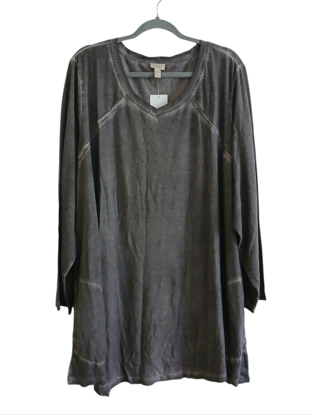 NEW LOGO Lori Goldstein Cotton Modal Long Sleeve Tunic 4X Pockets V Neck Grunge